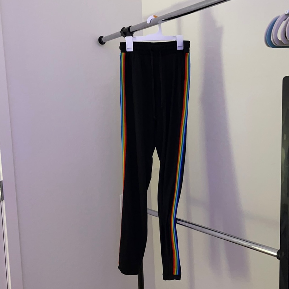 Black Joggers with Rainbow detailing